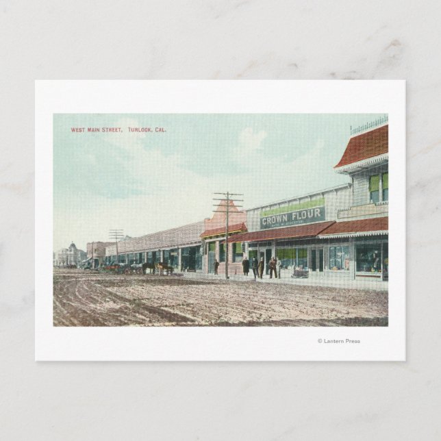 Cartão Postal Vista de West Main StreetTurlock, CA (Frente)