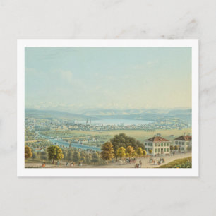 Cartão Postal Vista de Zurique, c.1840 (w/c)