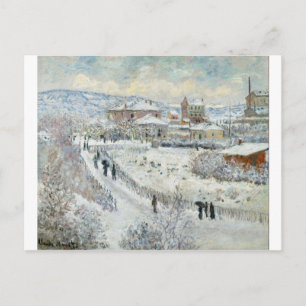 Cartão Postal Vista do Argenteuil na Neve por Claude Monet