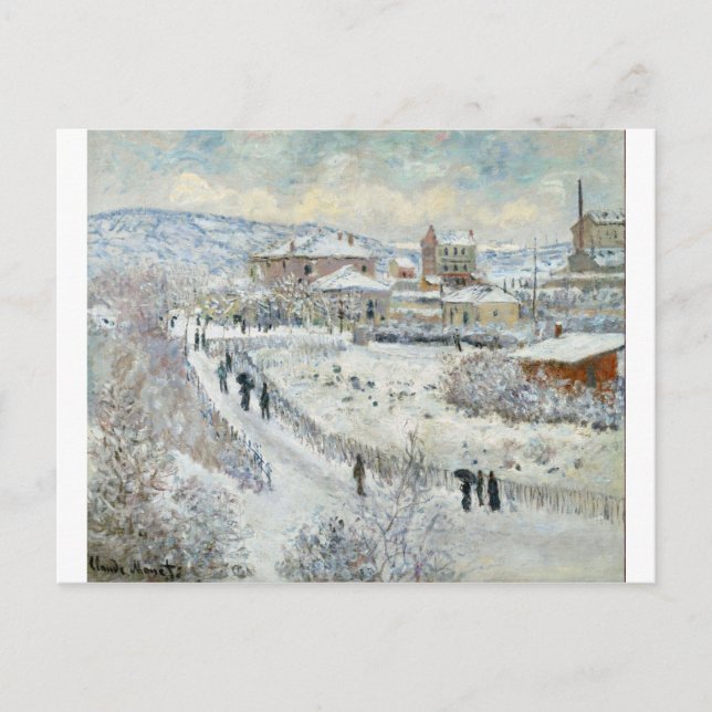 Cartão Postal Vista do Argenteuil na Neve por Claude Monet (Frente)