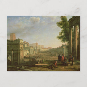 Cartão Postal Vista do Campo Vaccino, Roma, 1636