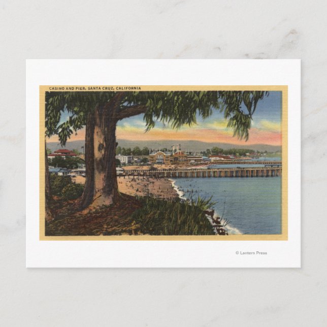 Cartão Postal Vista do cassino e cais a uma distância (Frente)