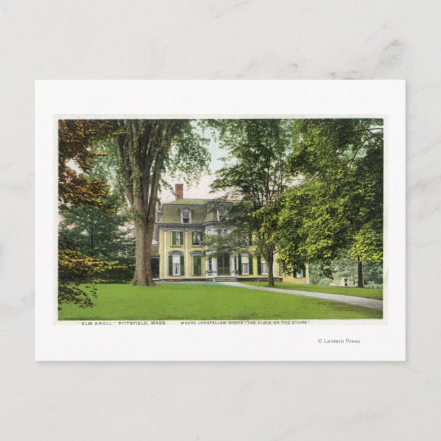 Cartão Postal Vista do Elm Knoll, Longfellow Residiu Aqui (Frente)