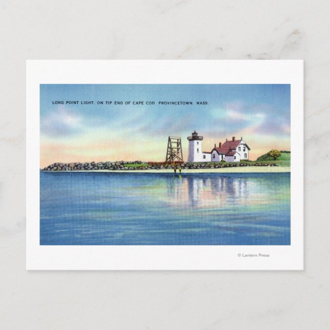 Cartão Postal Vista do farol de longo ponto (Frente)