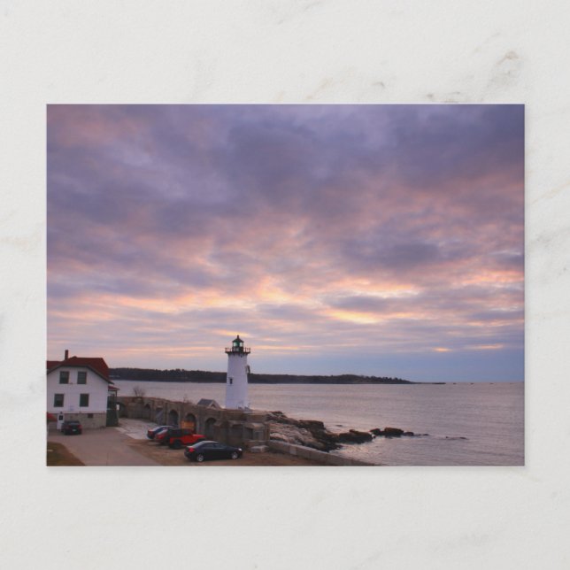 Cartão Postal Vista do Farol Portsmouth Harbor de Forte (Frente)