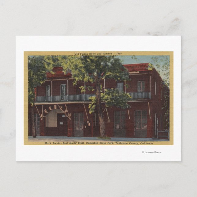 Cartão Postal Vista do Hotel e Teatro Fallon Antigo (1860) (Frente)