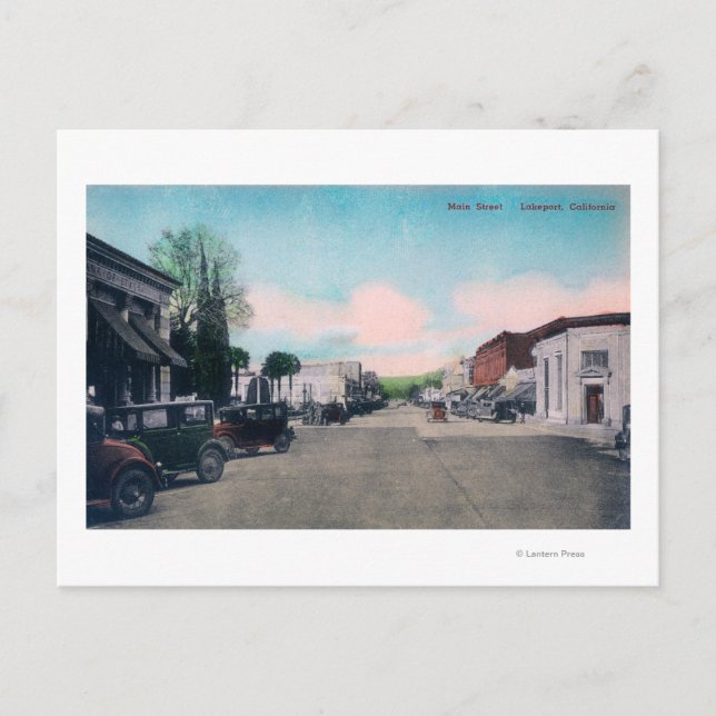 Cartão Postal Vista do Main StreetLakeport, CA (Frente)