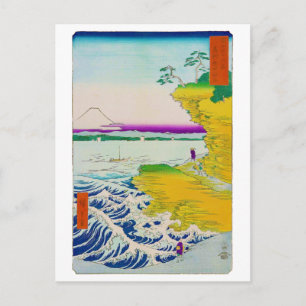 Cartão Postal Vista do Monte Fuji e do litoral, Hiroshige, Ukiyo