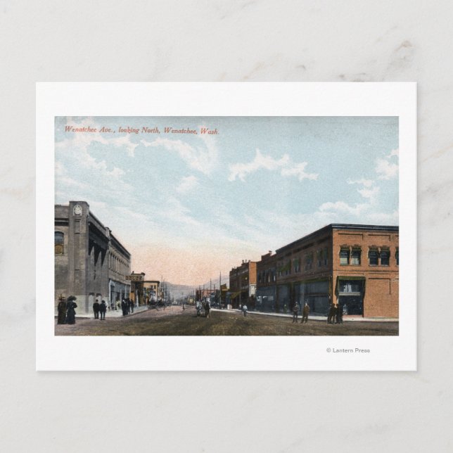 Cartão Postal Vista do Norte da Wenatchee Avenue (Frente)