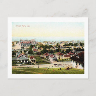 Cartão Postal Vista do Ocean Park, Papais noeis Monica, CA Vinta