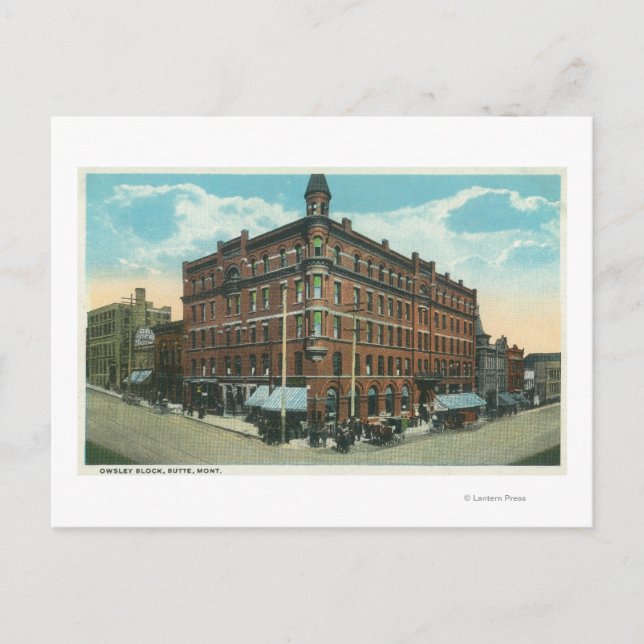 Cartão Postal Vista do Owsley Block em TownButte, MT (Frente)