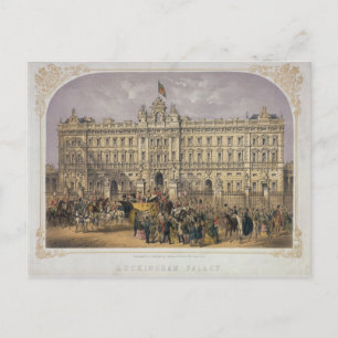 Cartão Postal Vista do Palácio de Buckingham com uma Multidão