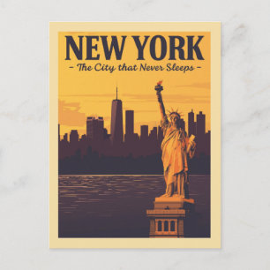 Cartão Postal Vista do pôr do sol na cidade de Nova York