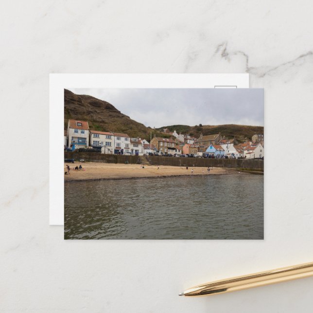 Cartão Postal Vista do Porto da Aldeia de Staithes (Frente/Verso In Situ)