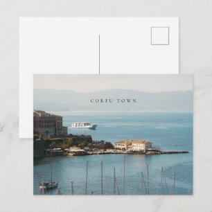Cartão Postal Vista do Porto da Cidade de Corfu (horizontal)