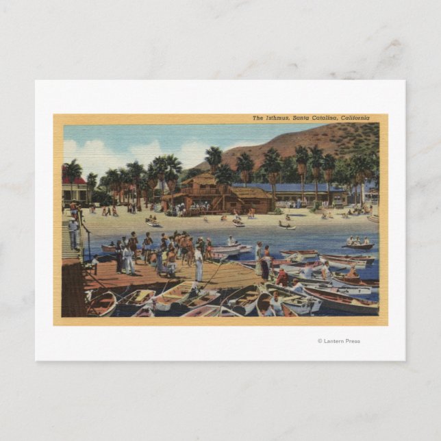 Cartão Postal Vista do Porto do Istmo c/ Nadadores (Frente)