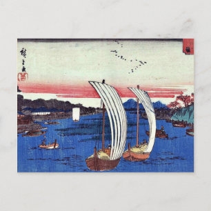 Cartão Postal Vista do rio de Sumida por Ando, Hiroshige Ukiyoe