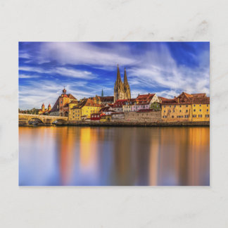 Cartão Postal Vista do rio Regensburg Cêntico