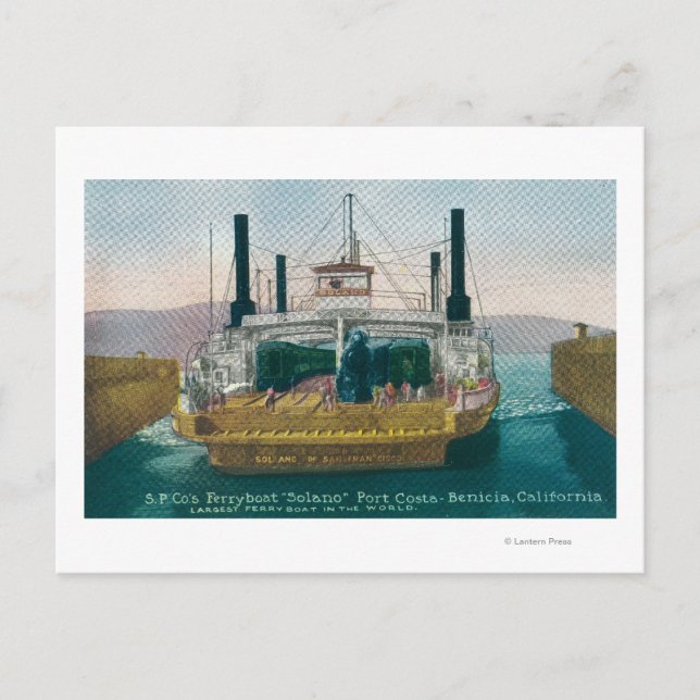 Cartão Postal Vista do SP Ferry Boat Solano em Dock (Frente)