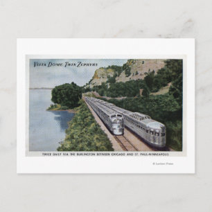 Cartão Postal Vista Dome Twin Zephers Railroad