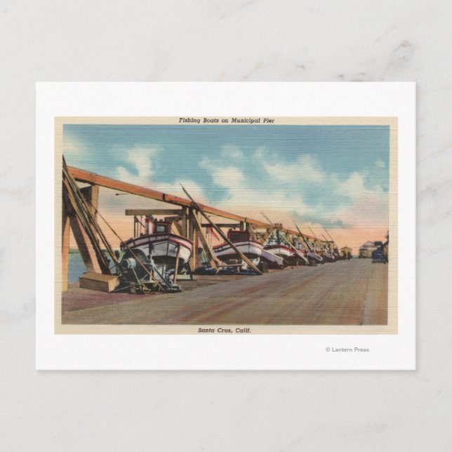 Cartão Postal Vista dos Barcos de Pesca no Píer Municipal (Frente)