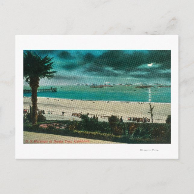 Cartão Postal Vista dos navios de guerra americanos no Oceano Sa (Frente)