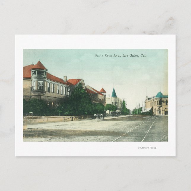 Cartão Postal Vista dos Papais noeis Cruz AvenueLos Gatos, CA (Frente)