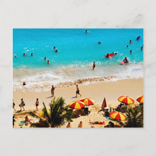 Cartão Postal Vista Elevada da Cena da Praia de Waikiki, Honolul