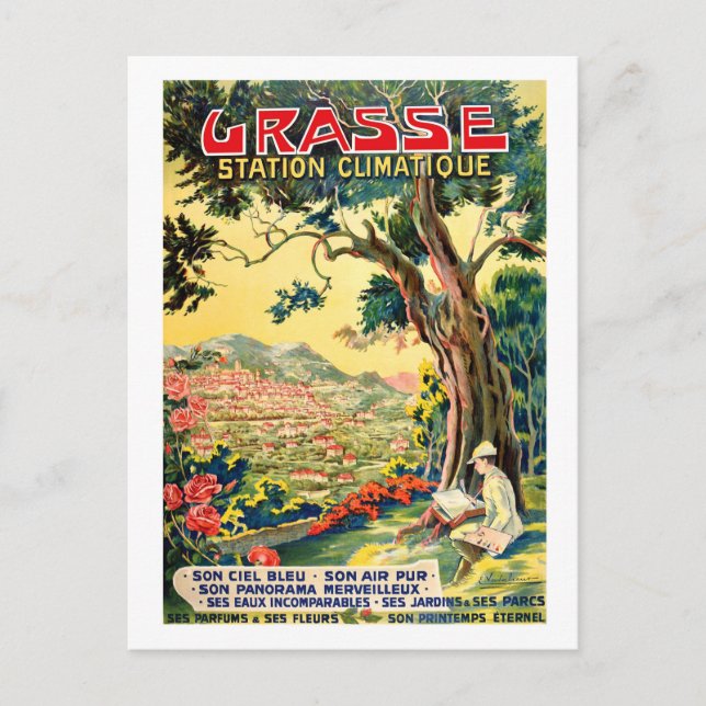 Cartão Postal Vista em Grasse Town, Summer na França (Frente)