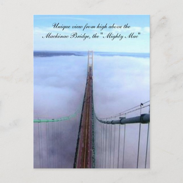 Cartão Postal Vista exclusiva de cima da ponte Mackinac (Frente)