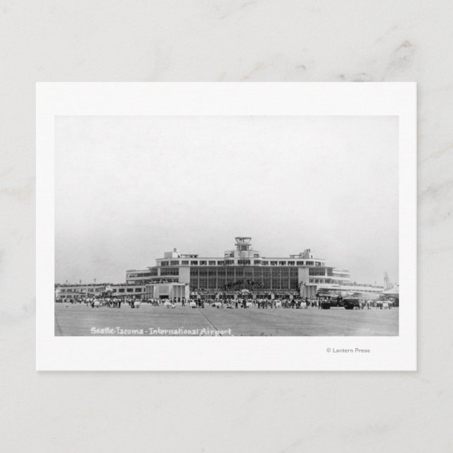 Cartão Postal Vista Exterior do Aeroporto de Seattle-Tacoma Int' (Frente)
