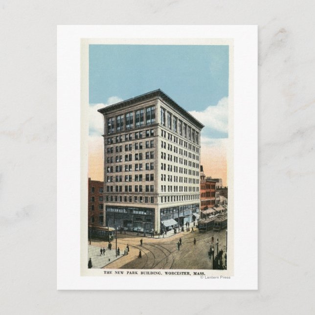 Cartão Postal Vista exterior do novo edifício do parque (Frente)