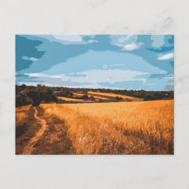 Cartão Postal Vista Gráfica de Estrada de Campo de Verão