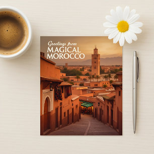 Cartão Postal Vista Mágica do Pôr do Sol no Marrocos Koutoubia M