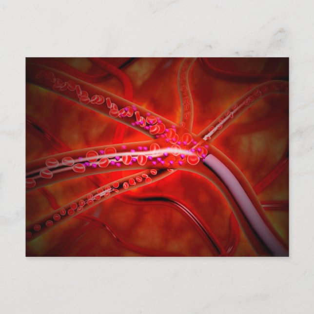 Cartão Postal Vista Microscópica de Medicamento Sendo Injetado (Frente)