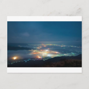 Cartão Postal Vista Noturna Aso Mar Noturno De Nuvens Japão Kuma