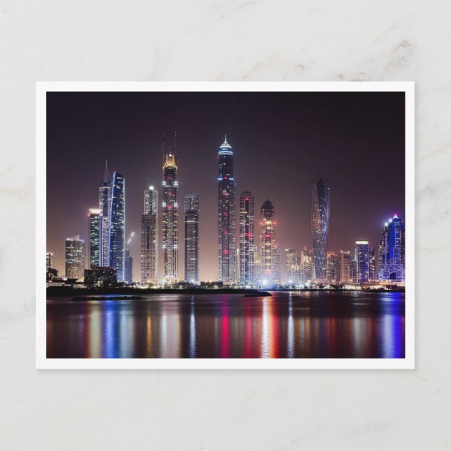 Cartão postal - Vista noturna de Dubai (Frente)