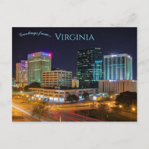 Cartão Postal Vista Noturna de Norfolk Virgínia