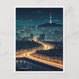 Cartão Postal Vista Noturna de Seul Coreia do Sul