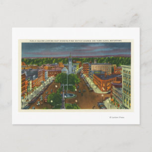 Cartão Postal Vista Oriental da Praça Pública, Relógio Munici