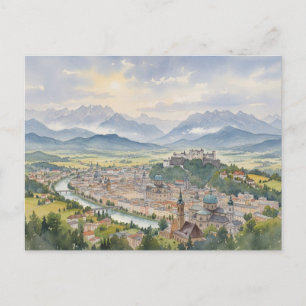 Cartão Postal Vista Panorâmica de Salzburgo Áustria