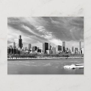 Cartão Postal Vista panorâmica do horizonte de Chicago no invern