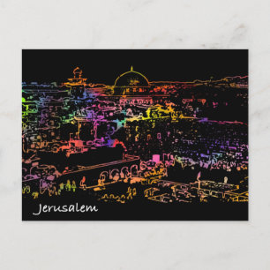 Cartão Postal Vista Panorâmica Jerusalém Cidade Antiga