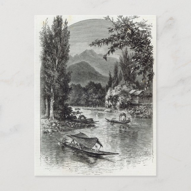 Cartão Postal Vista perto de Serinugur, de 'Leisure Hour', 1888 (Frente)