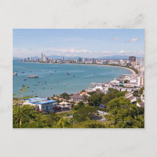 Cartão Postal Vista sobre a baía de Pattaya.