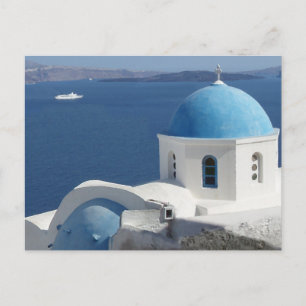 Cartão Postal Vistas da Igreja em Santorini, Grécia