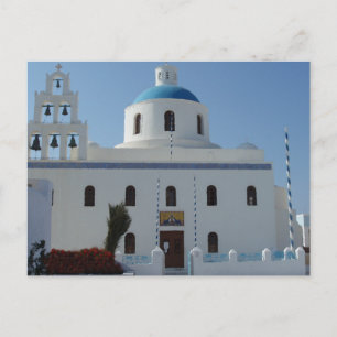 Cartão Postal Vistas da Igreja em Santorini, Grécia