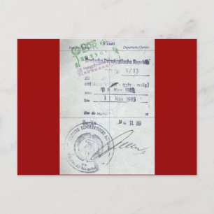 Cartão Postal Vistos e carimbos de entrada da Alemanha Oriental 