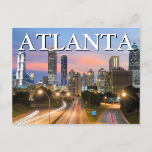 Cartão Postal Visualização da Cidade à Noite Atlanta, Geórgia