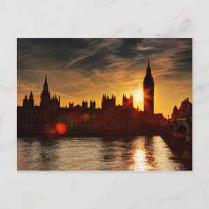 Cartão Postal Visualização da Cidade à Noite Londres, Inglater